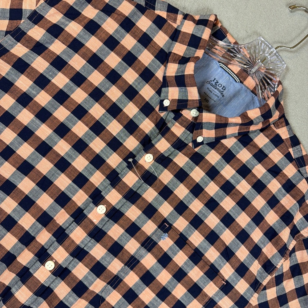 Izod Saltwater Relaxed Classic SS Button Down Mens Shirt XXL lightweight NWOT